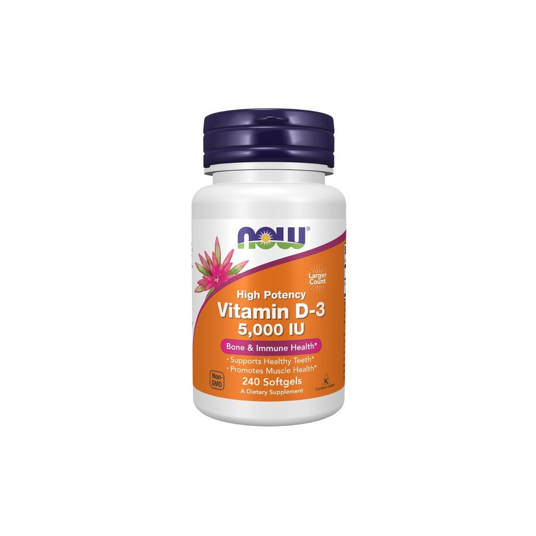Vitamin D-3 5000 IU 240 Weichkapseln Now Foods